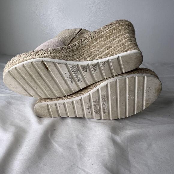 TOMS Wedge Shoes Womens Size 8 Espadrille Slip On Peep Toe Platform Sandals - Picture 6 of 6